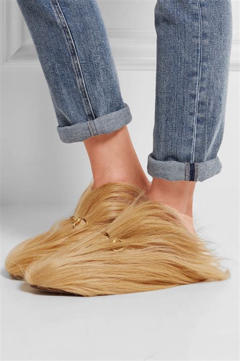 gucci goat hair slipper|Gucci slippers diamond.